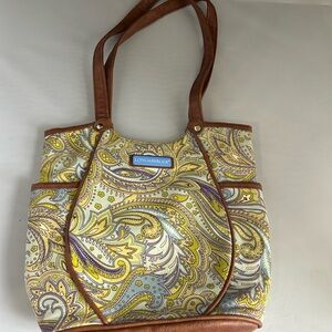 Longaberger Paisley Tote - Yellow and Brown